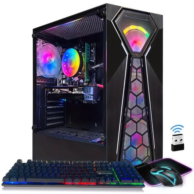 Main image of STGAubron Gaming PC Desktop Computer, Intel Core i5-9400F up to 4.1GHz, AMD Radeon RX 580 16G, 16GB DDR4 RAM, 512GB SSD, 600M WiFi, BT 5.0, RGB Fan x4, Windows 11 Home