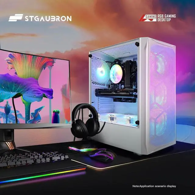 Alt view image 5 of 5 - STGAubron Gaming PC Computer Desktop, Intel Core i7 up to 3.9G, Radeon RX 5600 XT 6G, 16GB RAM, 1TB SSD, 600M WiFi, BT 5.0, RGB Fan x6, Windows 10 Home