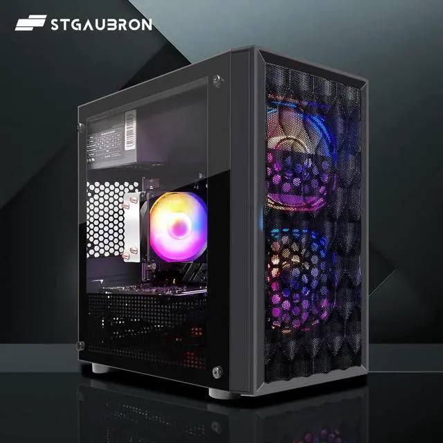 Alt view image 4 of 5 - STGAubron Gaming PC Computer Desktop, AMD Ryzen 5 5500 up to 4.2GHz, GeForce RTX 3050 6G, 16GB DDR4 RAM, 512GB SSD, WiFi 6 5G Supported & BT 5.2, RGB Fan x2, Windows 11 Home