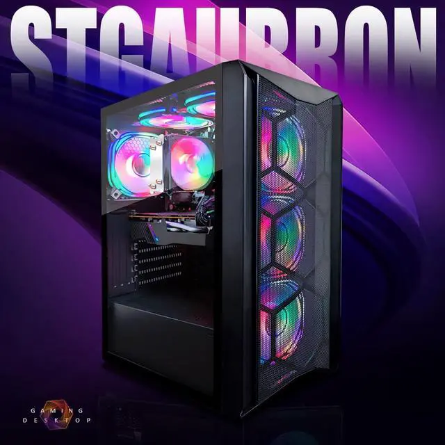 Alt view image 5 of 5 - STGAubron Gaming PC Computer Desktop, AMD Ryzen 5 5500 up to 4.2GHz, Radeon RX 5700 8G, 16G DDR4, 512G SSD, WiFi 6 5G Supported & BT 5.2, RGB Fan x6, Windows 11 Home