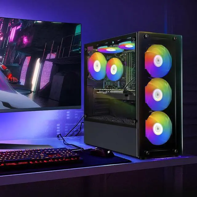 Alt view image 3 of 6 - STGAubron Gaming PC Computer Desktop, Intel Core i7 up to 3.9G, GeForce GTX 1660 Super 6G, 32G RAM, 1T SSD, WiFi, BT 5.0, RGB Fan x6, RGB BT Sound Bar & Gaming Mic, Windows 10 Home