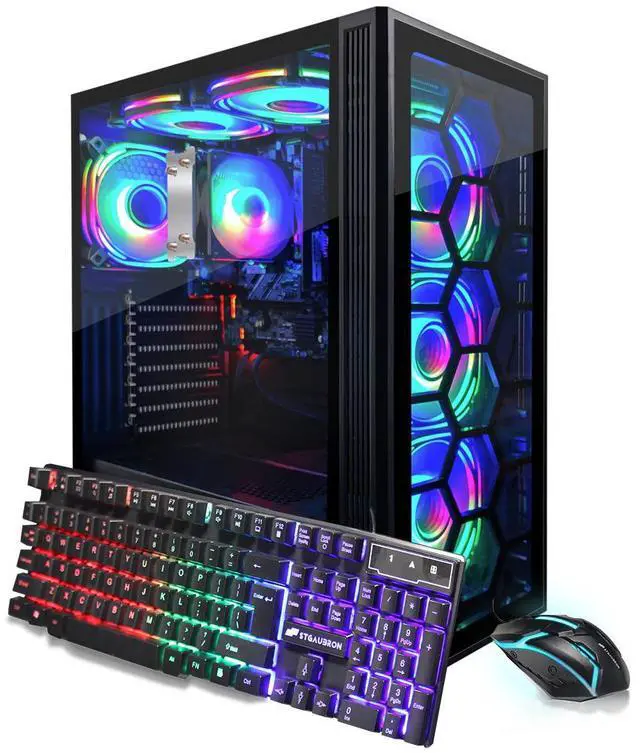 Main image of STGAubron RGB Desktop PC Computer, AMD Ryzen 5 3400G up to 4.2GHz, 16G DDR4, 512G SSD, WiFi 6 & BT 5.2, RGB Fan x6, RGB Keyboard & Mouse, Windows 11 Home