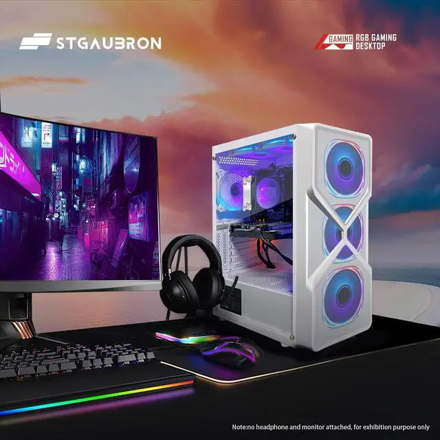Alt view image 4 of 5 - STGAubron Gaming PC Computer Desktop,AMD Ryzen 5 5500 up to 4.2GHz, GeForce RTX 2060 6G Graphics,16G DDR4 RAM, 1TB SSD, WiFi 6 5G & BT 5.2, RGB Fan x6, Windows 11 Home