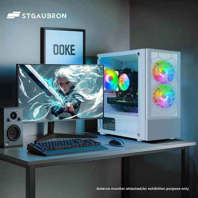 Alt view image 5 of 5 - STGAubron Gaming PC Computer Desktop, Intel Core i7 8th Gen up to 4.1G, Radeon RX 470 8G Graphics, 16G DDR4 RAM, 512G SSD, WiFi 6, BT 5.2, RGB Fan x3, Windows 11 Home