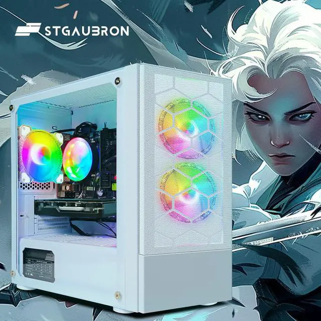 Alt view image 4 of 5 - STGAubron Gaming PC Computer Desktop, Intel Core i7 8th Gen up to 4.1G, Radeon RX 470 8G Graphics, 16G DDR4 RAM, 512G SSD, WiFi 6, BT 5.2, RGB Fan x3, Windows 11 Home