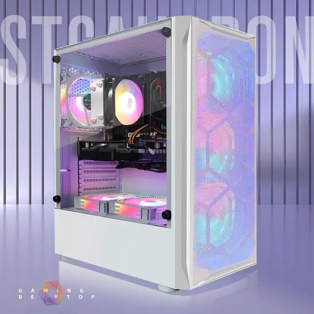 Alt view image 3 of 5 - STGAubron Gaming PC Computer Desktop, AMD Ryzen 5 5500 up to 4.2Ghz, GeForce RTX 2060 6G Graphics, 16G DDR4 RAM, 1T SSD, WiFi 6, BT 5.2, RGB Fan x6, Windows 11 Home
