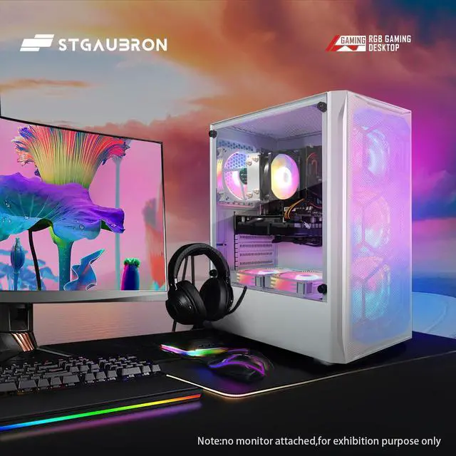 Alt view image 5 of 5 - STGAubron Gaming PC Computer Desktop, AMD Ryzen 5 5500 up to 4.2Ghz, GeForce RTX 2060 6G Graphics, 16G DDR4 RAM, 1T SSD, WiFi 6, BT 5.2, RGB Fan x6, Windows 11 Home