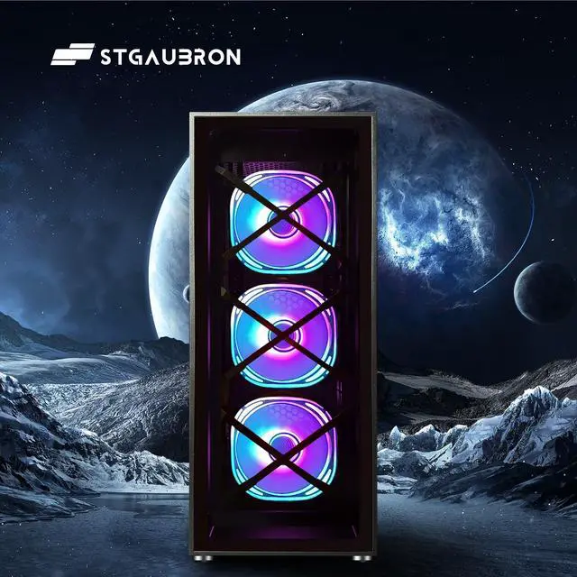 Alt view image 3 of 5 - STGAubron Gaming PC Computer Desktop, Intel Core i7 8th Gen up to 4.1G, Radeon RX 5700 8G, 32G DDR4, 1T SSD, WiFi 6, BT 5.2, RGB Fan x6, Windows 11 Home