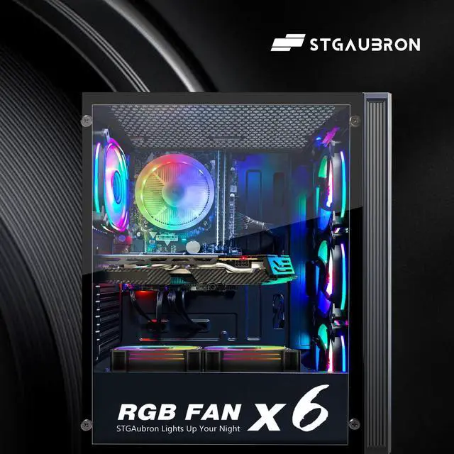 Alt view image 4 of 5 - STGAubron Gaming PC Desktop, 8th Gen Intel Core i7 up to 4.1G, GeForce RTX 3050 6G, 32GB DDR4, 1T SSD, WiFi 6 & BT 5.2, RGB Fan x6, Windows 11 Home