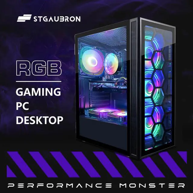 Alt view image 5 of 5 - STGAubron Gaming PC Desktop, 8th Gen Intel Core i7 up to 4.1G, GeForce RTX 3050 6G, 32GB DDR4, 1T SSD, WiFi 6 & BT 5.2, RGB Fan x6, Windows 11 Home