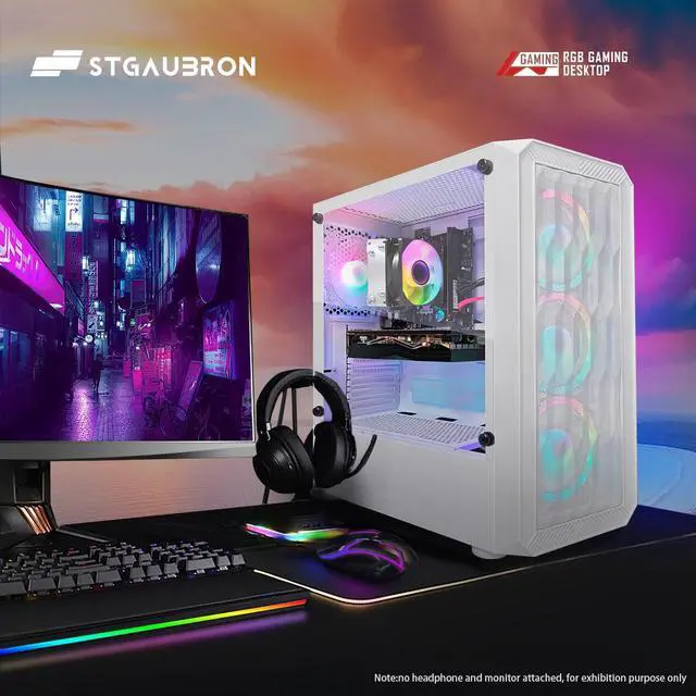 Alt view image 5 of 5 - STGAubron Gaming PC Desktop, Radeon RX 580 16G Graphics, AMD Ryzen 5 2600 up to 3.9GHz, 16G DDR4 RAM, 512G SSD, WIN11H