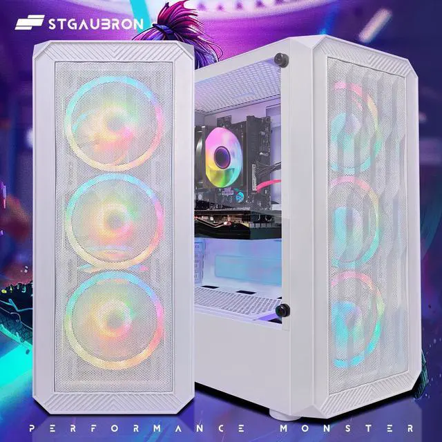 Alt view image 3 of 5 - STGAubron Gaming PC Desktop, Radeon RX 580 16G Graphics, AMD Ryzen 5 2600 up to 3.9GHz, 16G DDR4 RAM, 512G SSD, WIN11H