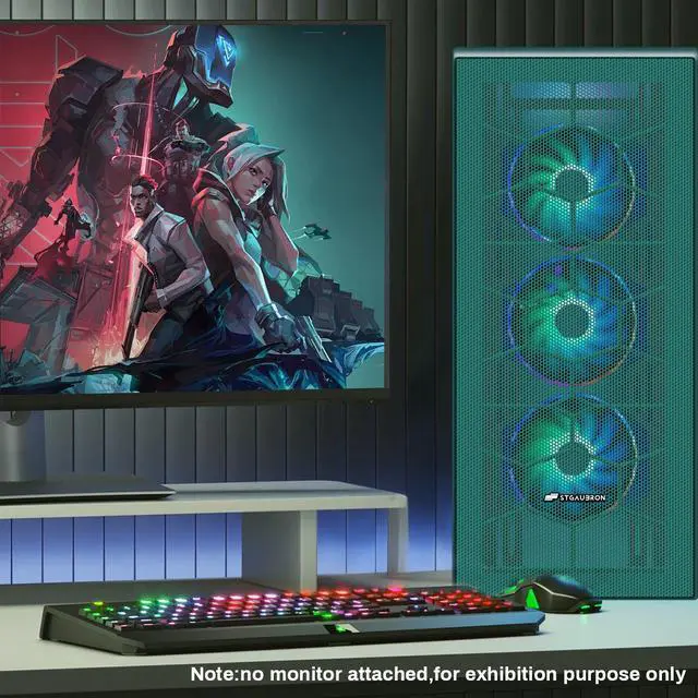 Alt view image 4 of 5 - STGAubron Gaming PC Desktop, GeForce RTX 3060 Ti 8G Graphics, AMD Ryzen 7 5700X up to 4.6Ghz, 32G DDR4 RAM, 1TB SSD, 600M WiFi, BT 5.0, RGB Fan x 4, Windows 11 Home