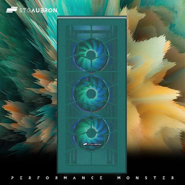 Alt view image 3 of 5 - STGAubron Gaming PC Desktop, GeForce RTX 3060 Ti 8G Graphics, AMD Ryzen 7 5700X up to 4.6Ghz, 32G DDR4 RAM, 1TB SSD, 600M WiFi, BT 5.0, RGB Fan x 4, Windows 11 Home