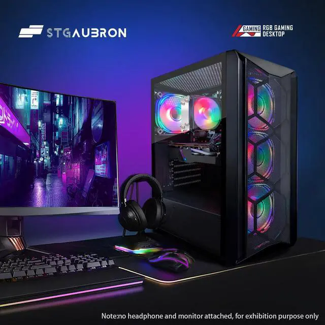 Alt view image 4 of 5 - STGAubron Gaming PC Computer Desktop, AMD Ryzen 5 5500G up to 4.2Ghz, GeForce RTX 3060 12G Graphics, 16G DDR4 RAM, 1T SSD, WIN11H