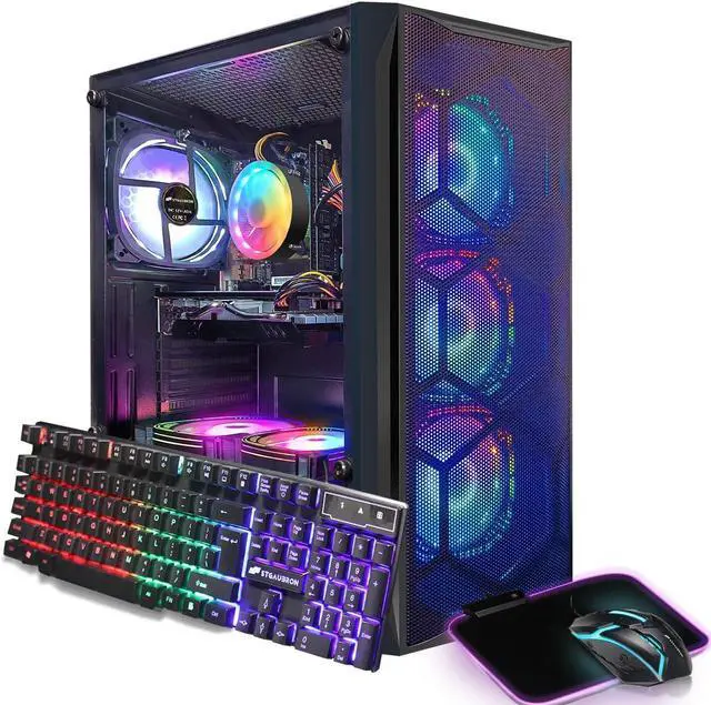 Main image of STGAubron Gaming PC Desktop Computer, Intel Core i7 up to 3.9 GHz, Radeon RX 580 8G Graphics, 16G RAM, 512G SSD, WiFi, Bluetooth 5.0, RGB Fan x6, Windows 11 Home