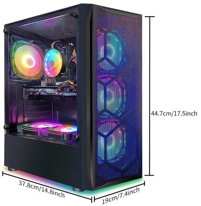 Alt view image 6 of 6 - STGAubron Gaming PC Desktop Computer, Intel Core i7 up to 3.9 GHz, Radeon RX 580 8G Graphics, 16G RAM, 512G SSD, WiFi, Bluetooth 5.0, RGB Fan x6, Windows 11 Home