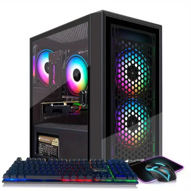 Main image of STGAubron Gaming PC Computer Desktop, Intel i7 Xeon E5, Radeon RX 550 4G Graphics, 16GB DDR4 RAM, 512GB SSD, WiFi, BT 5.0, RGB Fan x3, Windows 11 Home, Gaming Computer Tower for Gamer,Streaming