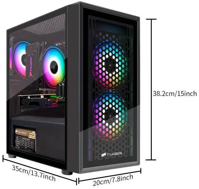 Alt view image 7 of 7 - STGAubron Gaming PC Computer Desktop, Intel i7 Xeon E5, Radeon RX 550 4G Graphics, 16GB DDR4 RAM, 512GB SSD, WiFi, BT 5.0, RGB Fan x3, Windows 11 Home, Gaming Computer Tower for Gamer,Streaming
