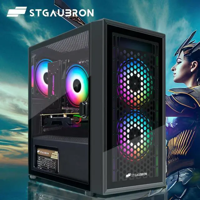 Alt view image 4 of 7 - STGAubron Gaming PC Computer Desktop, Intel i7 Xeon E5, Radeon RX 550 4G Graphics, 16GB DDR4 RAM, 512GB SSD, WiFi, BT 5.0, RGB Fan x3, Windows 11 Home, Gaming Computer Tower for Gamer,Streaming