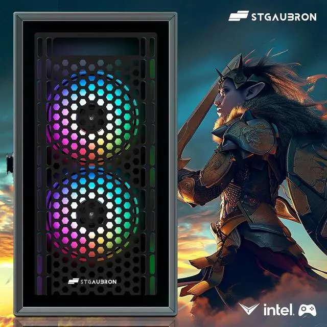 Alt view image 3 of 7 - STGAubron Gaming PC Computer Desktop, Intel i7 Xeon E5, Radeon RX 550 4G Graphics, 16GB DDR4 RAM, 512GB SSD, WiFi, BT 5.0, RGB Fan x3, Windows 11 Home, Gaming Computer Tower for Gamer,Streaming
