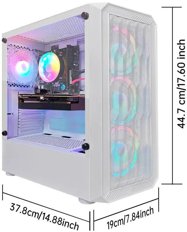 Alt view image 6 of 6 - STGAubron Gaming PC Computer Desktop, Intel Core i5-9400F up to 4.3Ghz, Radeon RX 590 8G Graphics, 16G DDR4 RAM, 1TB SSD, WiFi 6, BT 5.2, RGB Fan x6, Windows 11 Home