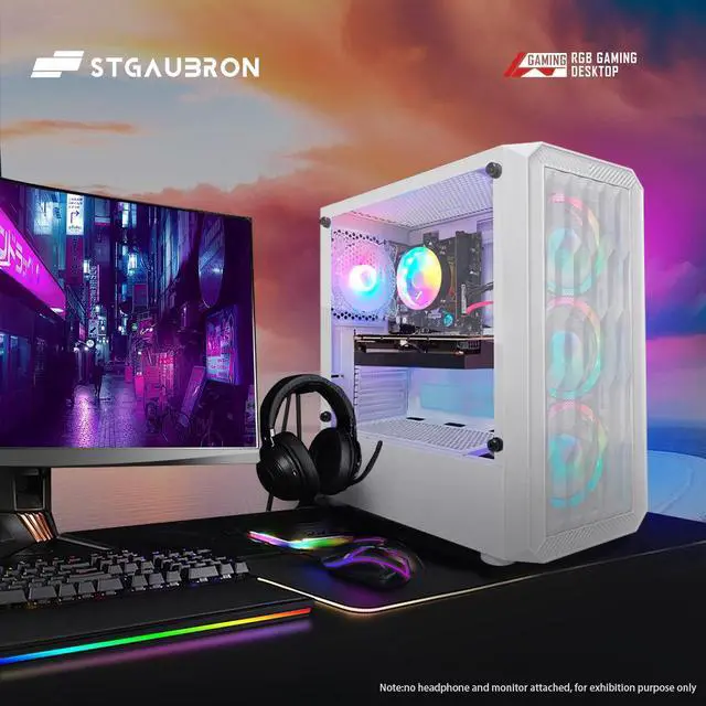 Alt view image 5 of 6 - STGAubron Gaming PC Computer Desktop, Intel Core i5-9400F up to 4.3Ghz, Radeon RX 590 8G Graphics, 16G DDR4 RAM, 1TB SSD, WiFi 6, BT 5.2, RGB Fan x6, Windows 11 Home