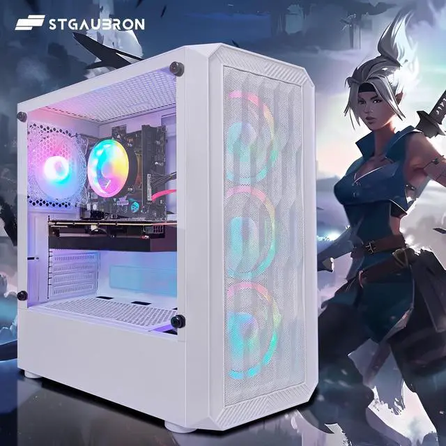 Alt view image 4 of 6 - STGAubron Gaming PC Computer Desktop, Intel Core i5-9400F up to 4.3Ghz, Radeon RX 590 8G Graphics, 16G DDR4 RAM, 1TB SSD, WiFi 6, BT 5.2, RGB Fan x6, Windows 11 Home
