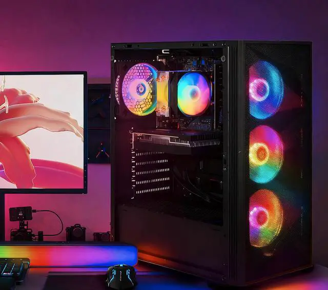 Alt view image 5 of 5 - STGAubron Gaming PC Desktop Computer, AMD Ryzen 7 5700X up to 4.6Ghz, GeForce RTX 3050 6G Graphics, 16GB DDR4 RAM, 1TB SSD, WiFi 6 & BT 5.2, RGB Fan x4, Windows 11 Home