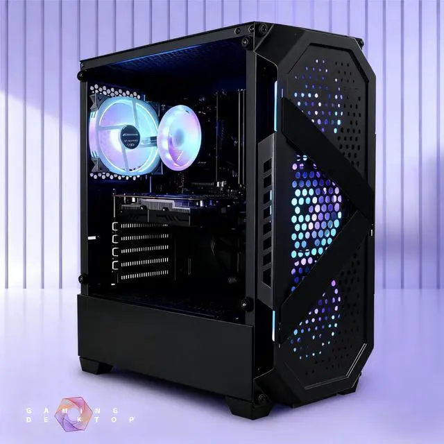 Alt view image 4 of 5 - STGAubron Gaming PC Desktop Computer, AMD Ryzen 5 5500 up to 4.2Ghz, AMD Radeon RX 6500 4G Graphics, 16GB DDR4 RAM, 512GB SSD, WiFi 6, BT 5.2, RGB Fan x4, Windows 11 Home
