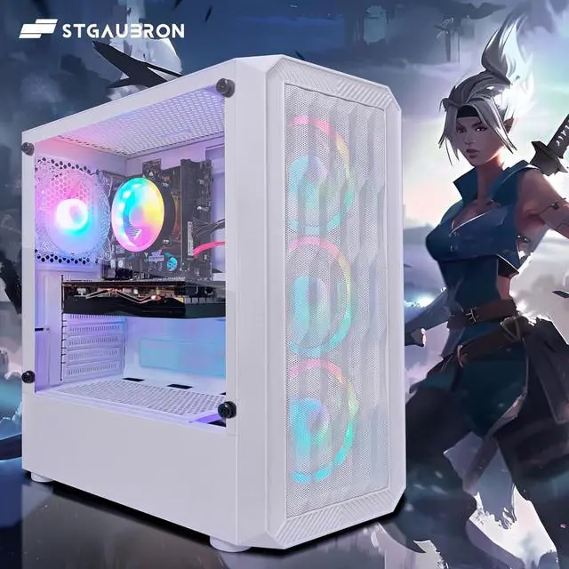 Alt view image 4 of 7 - STGAubron Gaming Desktop PC, Radeon RX 580 8G GDDR5, Intel Core i5-9400F up to 4.1GHz, 16G DDR4 Memory, 1T SSD, 600M WiFi, BT 5.0, RGB Fan x 4, RGB Keyboard & Mouse & Mouse Pad, W11H64