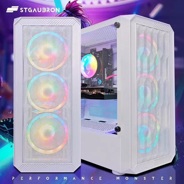 Alt view image 3 of 7 - STGAubron Gaming Desktop PC, Radeon RX 580 8G GDDR5, Intel Core i5-9400F up to 4.1GHz, 16G DDR4 Memory, 1T SSD, 600M WiFi, BT 5.0, RGB Fan x 4, RGB Keyboard & Mouse & Mouse Pad, W11H64