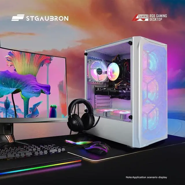 Alt view image 6 of 6 - STGAubron Gaming Diamond Desktop, Intel Core i7 3.4 GHz up to 3.9 GHz, 16G RAM, 512G SSD, WiFi 6, BT 5.0, GTX 1660 Ti 6G GDDR6 Graphics, RGB Fan x 6, RGB Keyboard & Mouse, Windows 11 Home