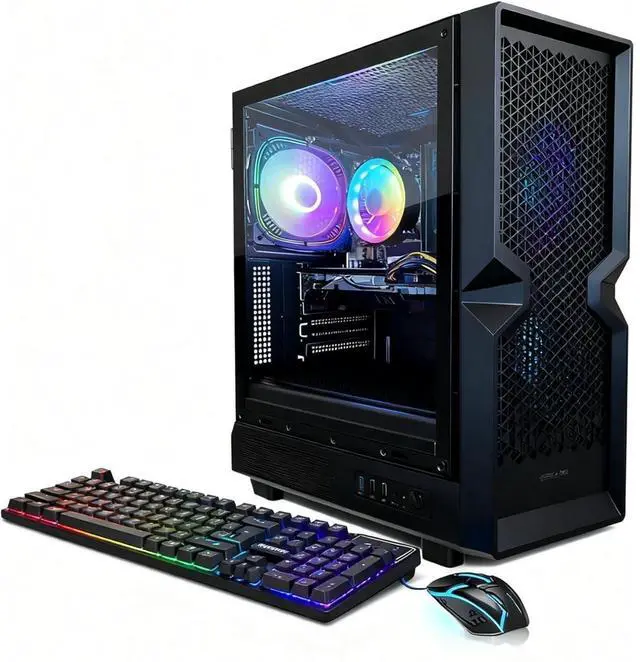 Main image of STGAubron Gaming PC Desktop, Radeon RX 580 16G Graphics, Intel Core i7 up to 3.9Ghz, 16G RAM, 512G SSD, 600M WiFi, BT 5.0, RGB Fan x3, Windows 11 Home