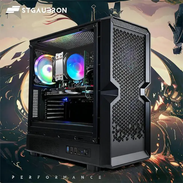 Alt view image 4 of 5 - STGAubron Gaming PC Desktop, Radeon RX 580 16G Graphics, Intel Core i7 up to 3.9Ghz, 16G RAM, 512G SSD, 600M WiFi, BT 5.0, RGB Fan x3, Windows 11 Home