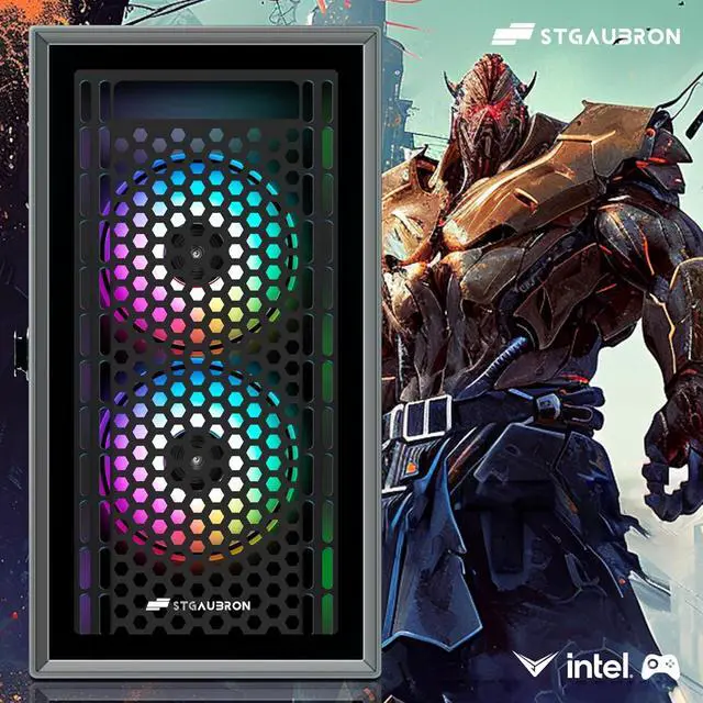 Alt view image 3 of 7 - STGAubron Gaming PC Computer Desktop, AMD Radeon RX 560 4G Graphics, Intel Core i5 up to 3.6Ghz, 16G RAM, 512G SSD, 600M WiFi, BT 5.0, RGB Fan x 3, Windows 11 Home