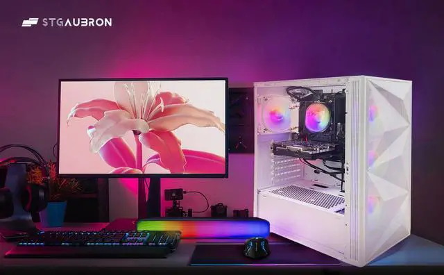 Alt view image 5 of 5 - STGAubron Gaming PC Desktop Computer, AMD Ryzen 7 5700X up to 4.6Ghz, NVIDIA GeForce RTX 3060 12G Graphics, 16GB DDR4 RAM, 1TB SSD, WiFi 6 & BT 5.2, RGB Fan x4, Windows 11 Home, White