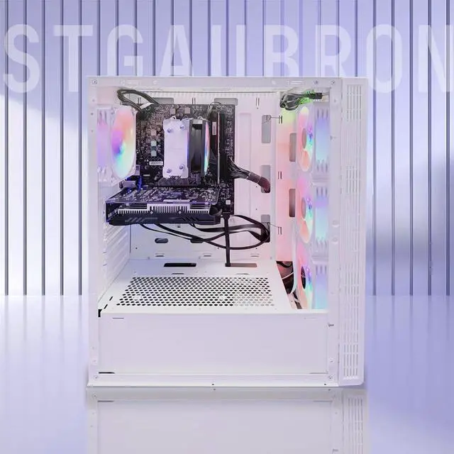 Alt view image 4 of 5 - STGAubron Gaming PC Desktop Computer, AMD Ryzen 7 5700X up to 4.6Ghz, NVIDIA GeForce RTX 3060 12G Graphics, 16GB DDR4 RAM, 1TB SSD, WiFi 6 & BT 5.2, RGB Fan x4, Windows 11 Home, White