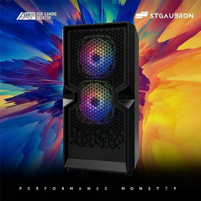 Alt view image 5 of 5 - STGAubron Gaming PC Desktop Computer, Intel Core i5 up to 3.6Ghz, Radeon RX 590 8G Graphics, 16GB RAM, 1TB SSD, USB WiFi 6 & BT 5.0, RGB Fan x3, Windows 11 Home