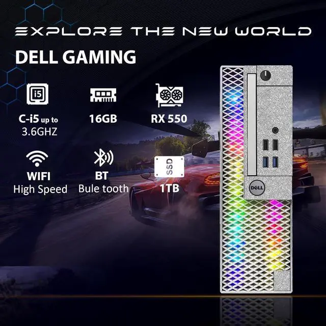 Alt view image 2 of 5 - Dell RGB Gaming Desktop Computer, Intel Quad Core I5-6500 up to 3.6GHz, Radeon RX 550 4G, 16GB DDR4, 1TB SSD, RGB Keyboard & Mouse, 600M WiFi & Bluetooth, Win 11 Pro