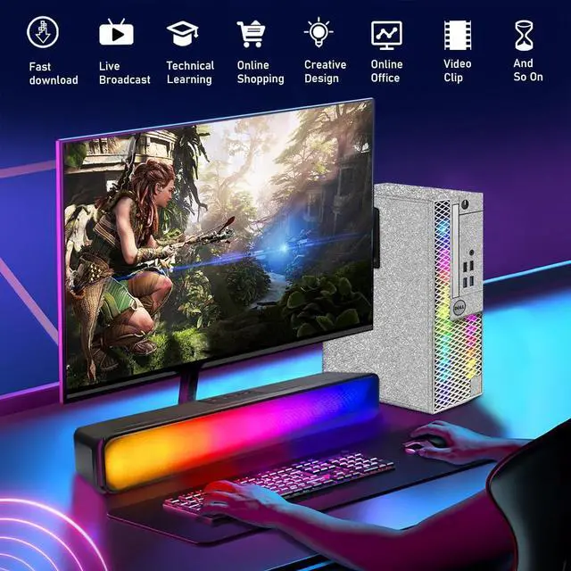 Alt view image 4 of 5 - Dell RGB Gaming Desktop Computer, Intel Quad Core I5-6500 up to 3.6GHz, Radeon RX 550 4G, 16GB DDR4, 1TB SSD, RGB Keyboard & Mouse, 600M WiFi & Bluetooth, Win 11 Pro