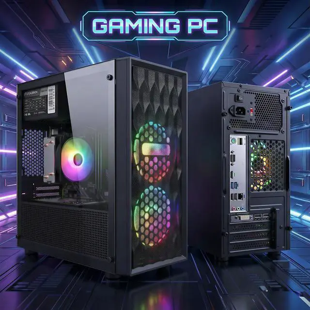 Alt view image 3 of 6 - STGAubron Gaming PC Computer Desktop, AMD Ryzen 5 5500 up to 4.2GHz, GeForce RTX 3050 6G, 16GB DDR4 RAM, 512GB SSD, WiFi 6 5G Supported & BT 5.2, RGB Fan x2, Windows 11 Home
