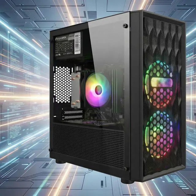 Alt view image 4 of 6 - STGAubron Gaming PC Computer Desktop, AMD Ryzen 5 5500 up to 4.2GHz, GeForce RTX 3050 6G, 16GB DDR4 RAM, 512GB SSD, WiFi 6 5G Supported & BT 5.2, RGB Fan x2, Windows 11 Home