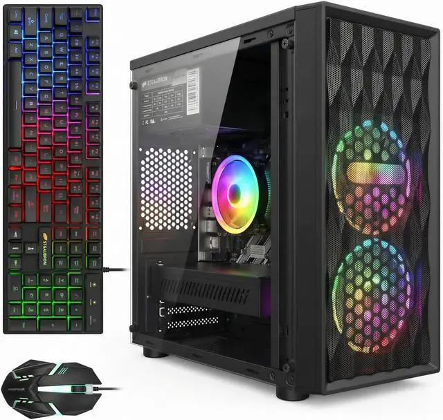 Main image of STGAubron Gaming PC Computer Desktop, AMD Ryzen 5 5500 up to 4.2GHz, GeForce RTX 3050 6G, 16GB DDR4 RAM, 512GB SSD, WiFi 6 5G Supported & BT 5.2, RGB Fan x2, Windows 11 Home