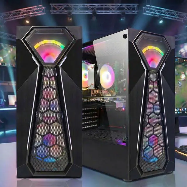 Alt view image 3 of 6 - STGAubron Gaming PC Computer Desktop, AMD Ryzen 5 5500 up to 4.2G, GeForce RTX 2060 Super 8G, 16G DDR4, 1T SSD, WiFi 6, BT 5.2, RGB Fan x4, Windows 11 Home