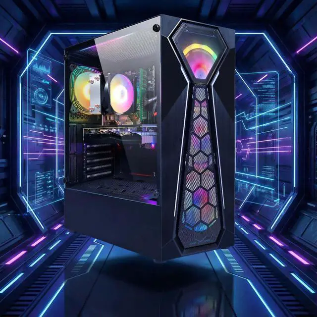 Alt view image 5 of 6 - STGAubron Gaming PC Computer Desktop, AMD Ryzen 5 5500 up to 4.2G, GeForce RTX 2060 Super 8G, 16G DDR4, 1T SSD, WiFi 6, BT 5.2, RGB Fan x4, Windows 11 Home
