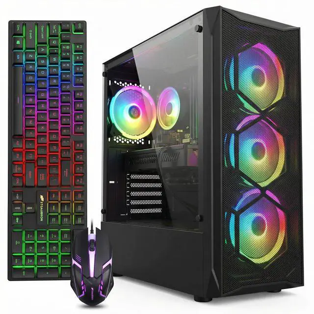 Main image of STGAubron Gaming PC Computer Desktop, Intel Core i7 8th Gen up to 4.1G, Radeon RX 580 8G Graphics, 16G DDR4 RAM, 1TB SSD, WiFi 6, BT 5.2, RGB Fan x6, Windows 11 Home