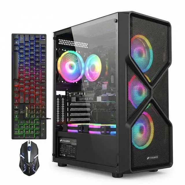 Main image of STGAubron Gaming PC Computer Desktop, GeForce RTX 2060 Super 8G Graphics, Intel Core I7 8th Gen up to 4.1GHz, 16G DDR4 RAM, 1TB SSD, WiFi 6 & BT 5.2, RGB Fan x6, Windows 11 Home
