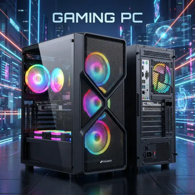 Alt view image 3 of 5 - STGAubron Gaming PC Computer Desktop, GeForce RTX 2060 Super 8G Graphics, Intel Core I7 8th Gen up to 4.1GHz, 16G DDR4 RAM, 1TB SSD, WiFi 6 & BT 5.2, RGB Fan x6, Windows 11 Home