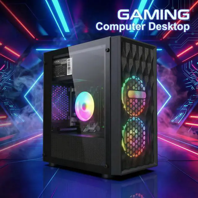 Alt view image 4 of 5 - STGAubron Gaming PC Computer Desktop, Intel Core i7 8th Gen up to 4.1GHz, Radeon RX 590 8G Graohics, 16G DDR4 RAM, 512G SSD, WIN11H